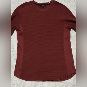 New*Vince Thermal Shirt Long Sleeve~MEDIUM ~Waffle Knit Crew Neck-burgundy